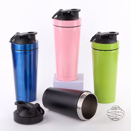 Garrafa de água para shaker de proteína esportiva com isolamento a vácuo de aço inoxidável 18/8