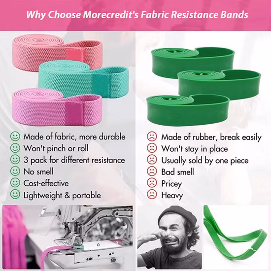 O tecido de algodão do laço das faixas de resistência levanta o conjunto de faixas de resistência longas assistidas